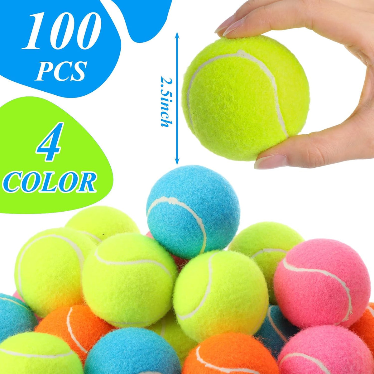 Skylety 100 Pcs 2.5 inch Squeaky Tennis Balls Bulk for Dogs Bouncy Floatable Tennis Balls Dog
