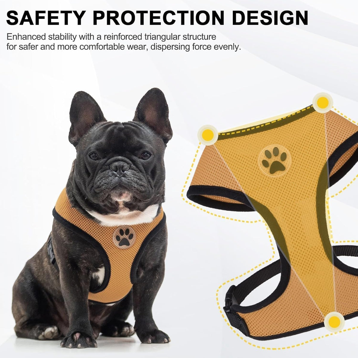 BINGPET No Pull Dog Harness,Soft Mesh Breathable All Weather Vest Harness,Safety Protection Design
