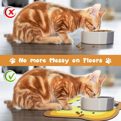 Cat Food Mats for Floor, Cat Water Bowl Mats Pet Feeding Absorbent Mat Cat Placemats for Food and