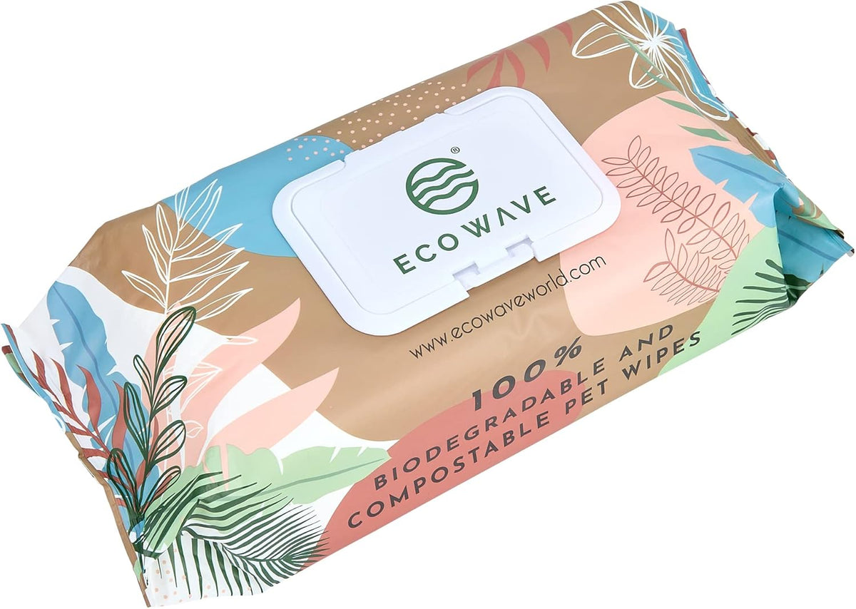 Eco Wave Hypoallergenic Plant-Based Pet Wipes, Dog and Cat Grooming Wipes for Face, Ears, Body