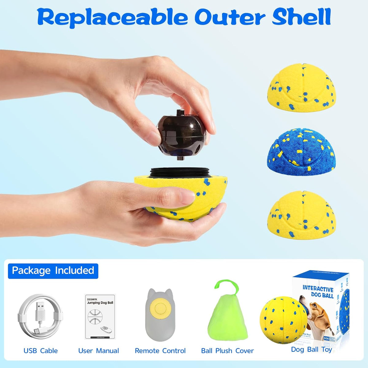 Smart Dog Ball Interactive Dog Toy with Remote Control,Automatic Moving,Bouncing and Rotating 3
