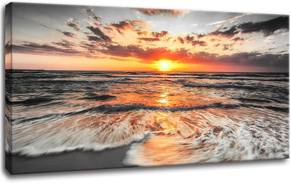 Yxbhhym-Bedroom Wall Art Beach Wall Art Black and White Sunset Canvas Prints Art Seascape Prints