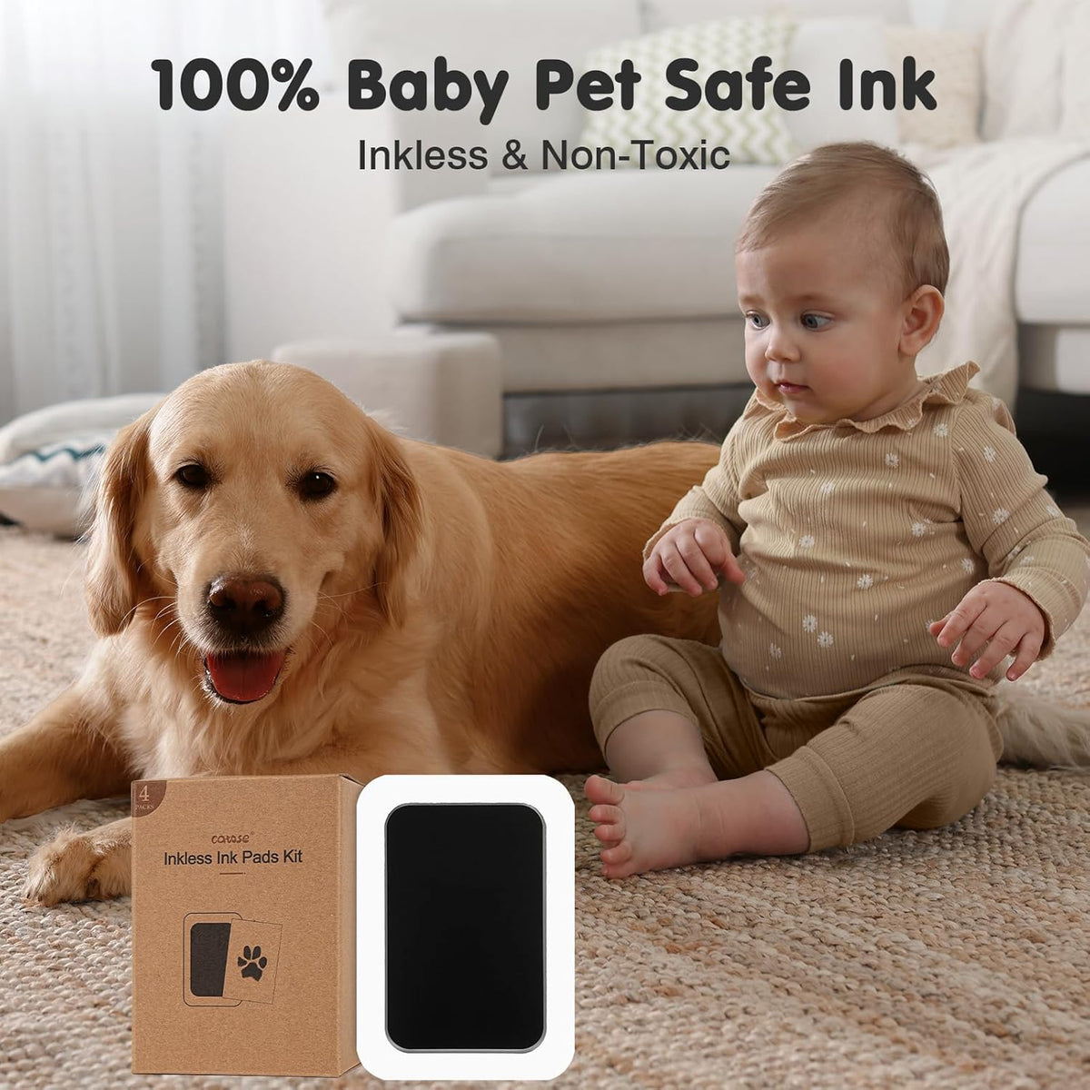 Inkless Paw Print Kit for Dogs,Cats & Babies – Clean Touch Dog Nose & Baby Handprint Kit, Mess-Free