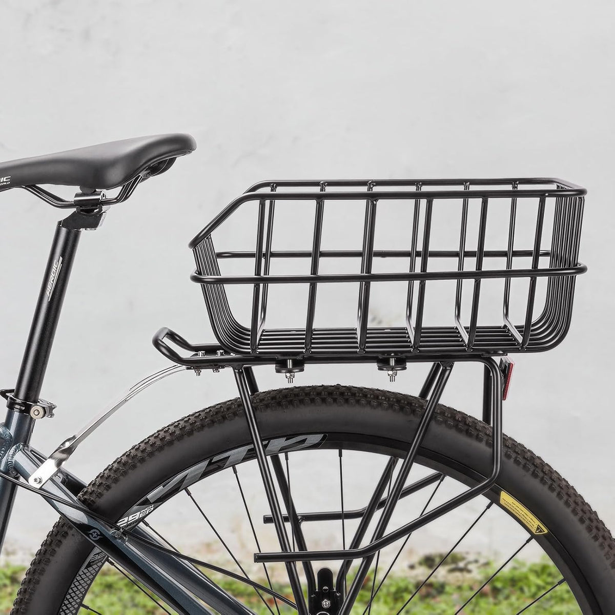 CXWXC Rear Bike Basket - Bicycle Rear Basket with Cargo Net and Waterproof Cover - Rear Mount