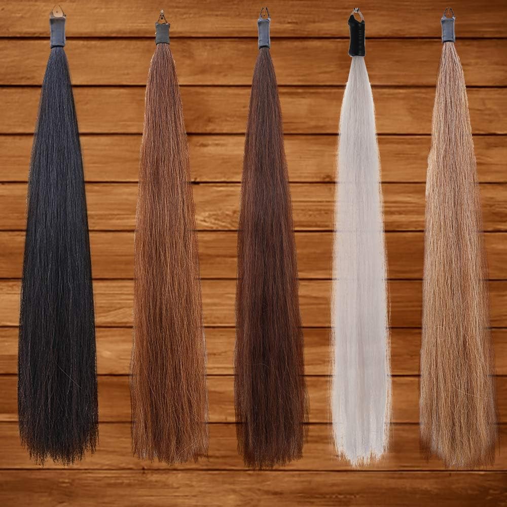 Horse Tail Extensions with Braided Horsehair Loop, Blunt Cut Bottom, 34-36 inches Long and 1 lb