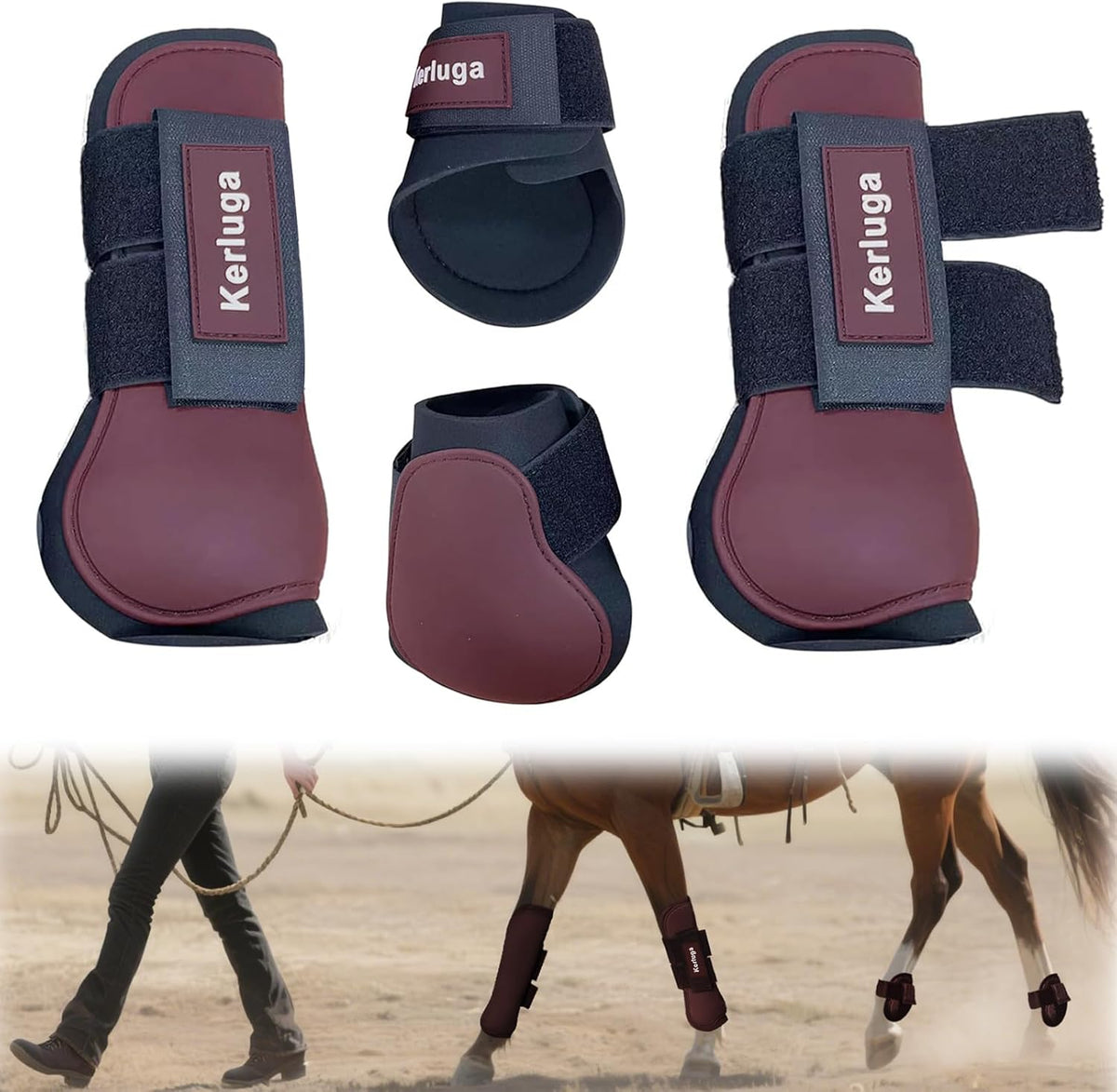Horse Tendon Boots Set of 4 Open Front & Fetlock Boot for Horses Professional Sport Protection