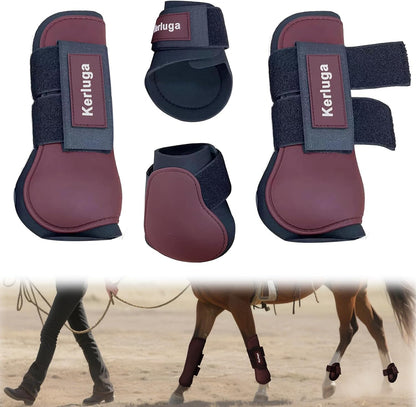 Horse Tendon Boots Set of 4 Open Front & Fetlock Boot for Horses Professional Sport Protection