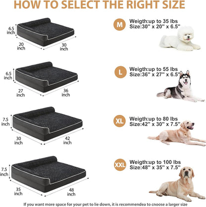 BFPETHOME Orthopedic Dog Beds for Large Dogs-Waterproof Sofa Dog Bed with Removable Washable Cover