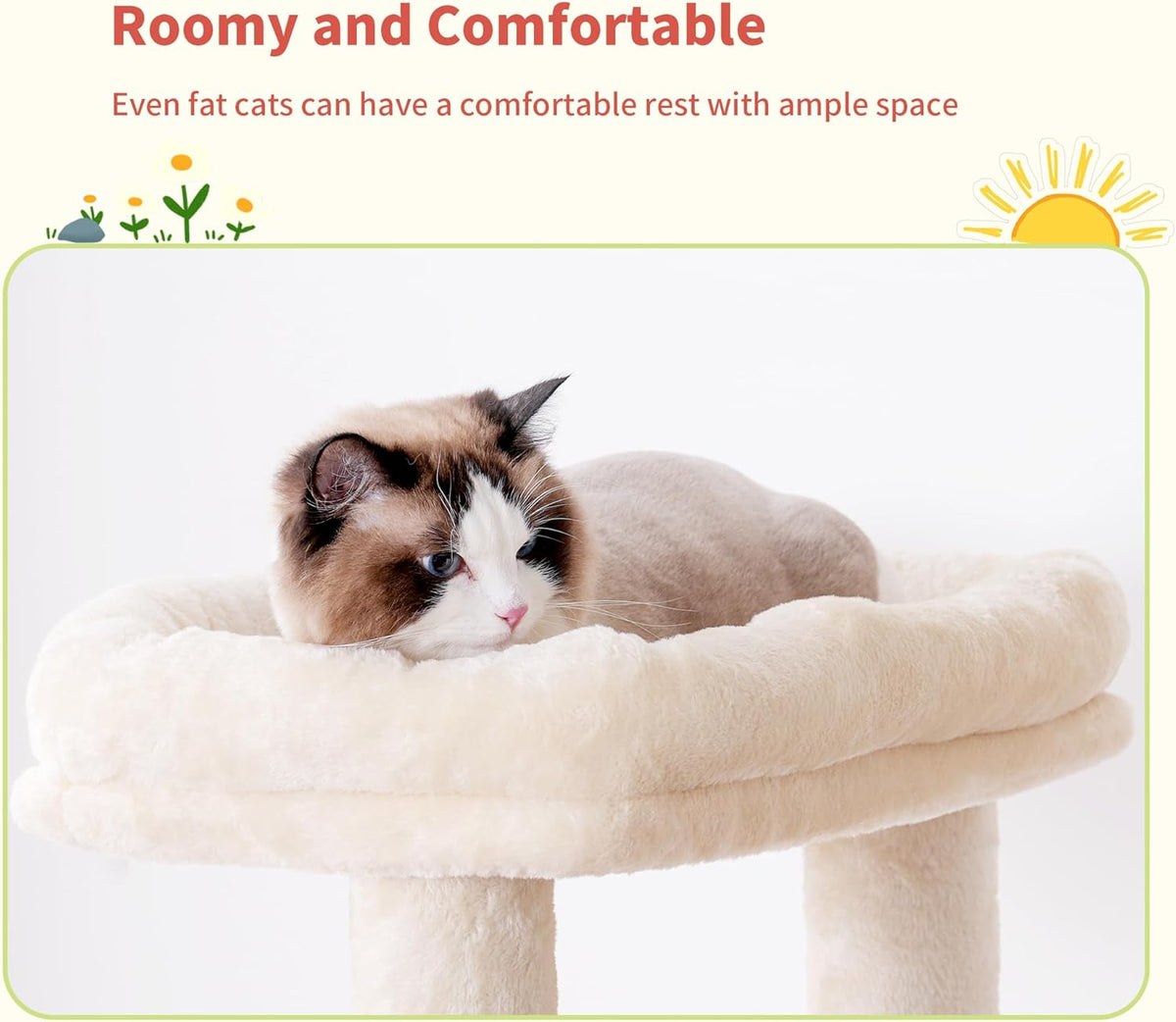 Hey-brother Tall Cat Tree Tower, Heavy Duty Scratching Posts with Large Platforms, Cozy Condos, Big