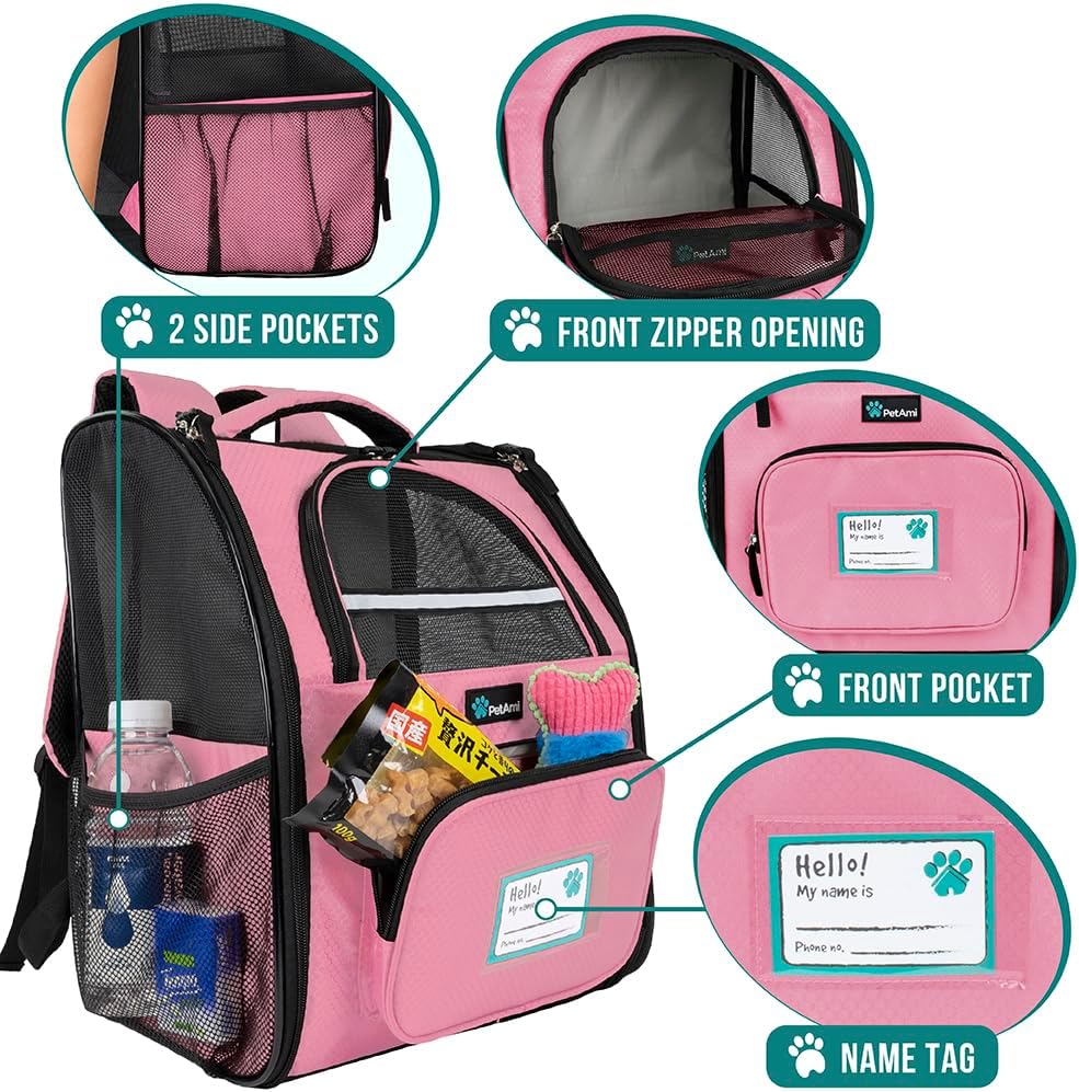 PetAmi Dog Backpack Carrier for Small Large Cat, Pet, Puppy, Ventilated Pet Hiking Backpack Travel