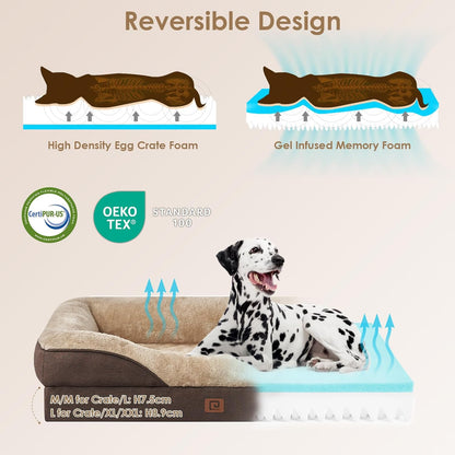 EHEYCIGA Memory Foam XL Dog Bed for XLarge Sized, Extra Large Orthopedic Dog Sofa with Sides and