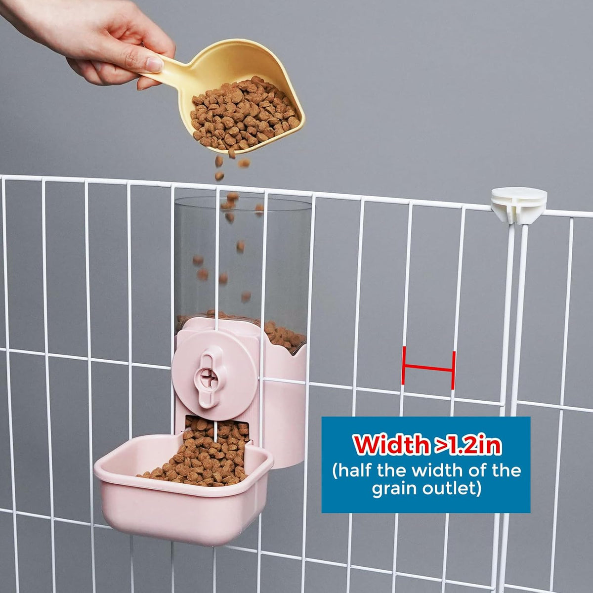 VANNON Small Animal Hanging Automatic Food Dispenser, 35oz Gravity Pet Feeder for Cage, Food Bowl