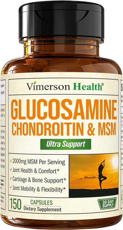 Glucosamine Chondroitin MSM Supplement – 3-in-1 Joint Supplements for Men and Women w/Glucosamine