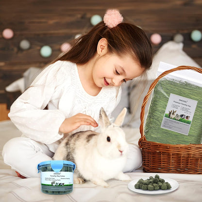 Timothy Hay Cubes 90 oz (9 * 10 oz) with Small Size - Timothy Grass Pellets for Tortoises Rabbits