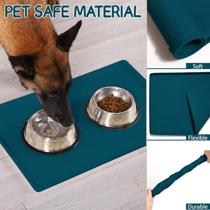 MateeyLife Silicone Cat & Dog Food Mat for Floors Waterproof, Anti-Slip Dog Bowl Mats for Food and