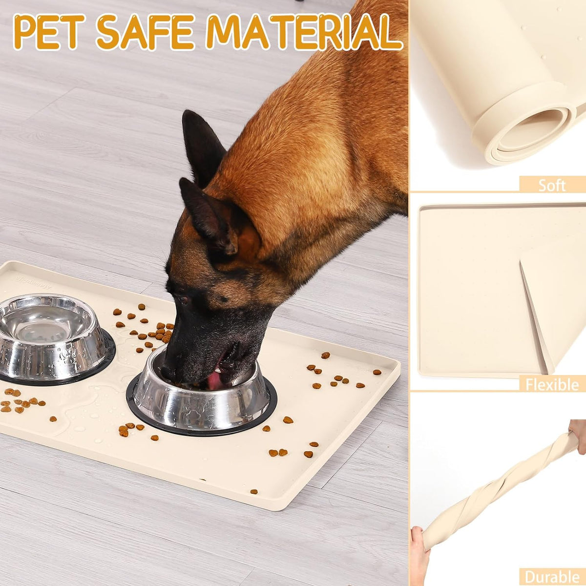 MateeyLife Silicone Cat & Dog Food Mat for Floors Waterproof, Anti-Slip Dog Bowl Mats for Food and
