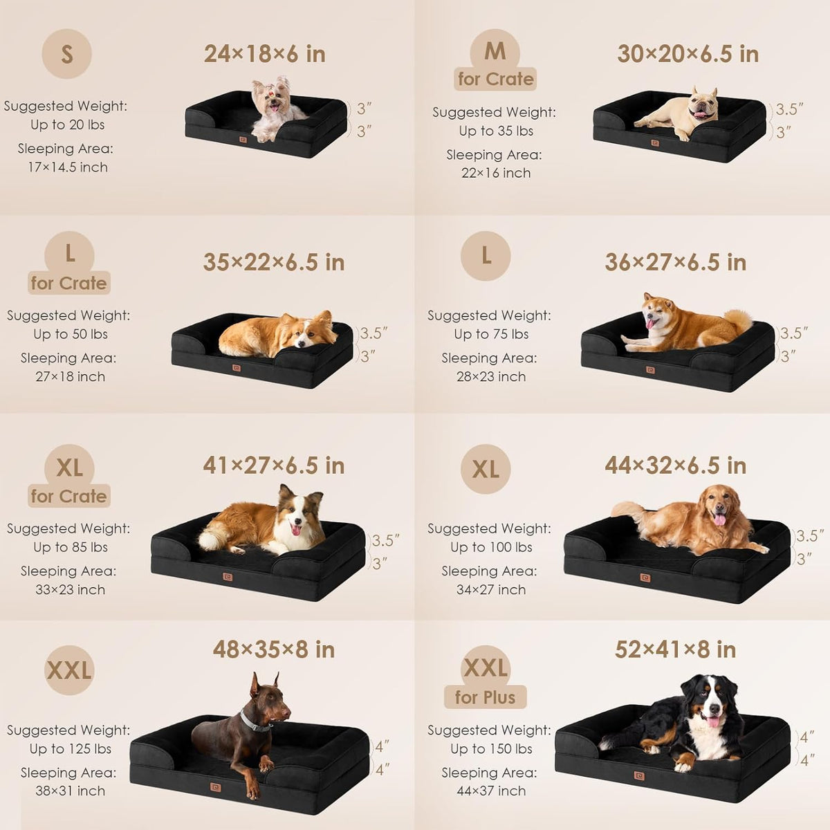 EHEYCIGA Orthopedic XL Dog Beds, Waterproof Memory Foam Dog Bed for Extra Large Dogs, Non-Slip