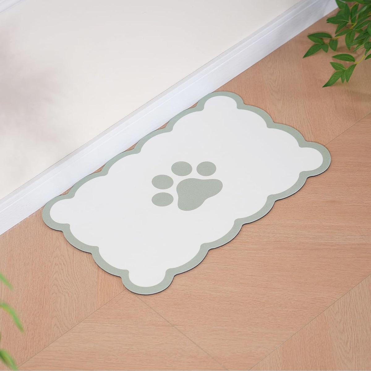 Ralxion Scalloped Dog Feeding Mat, Absorbent Mats for Dog Food and Water Bowl, Dispenser, Cute