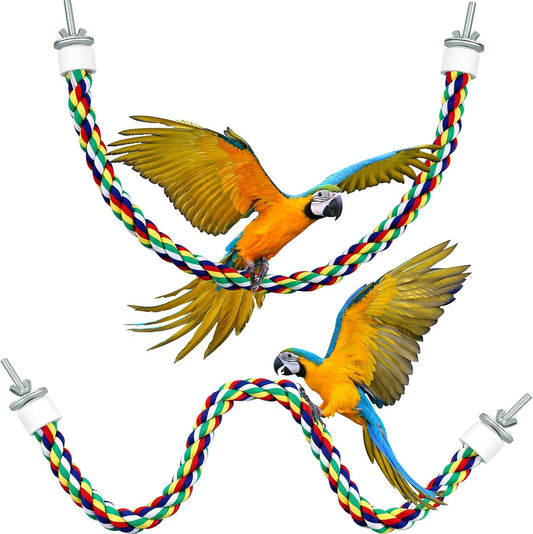 Weewooday 2 Pcs Bird Rope Perches Climbing Rope Bird Cage Accessories for Parrots, Parakeets