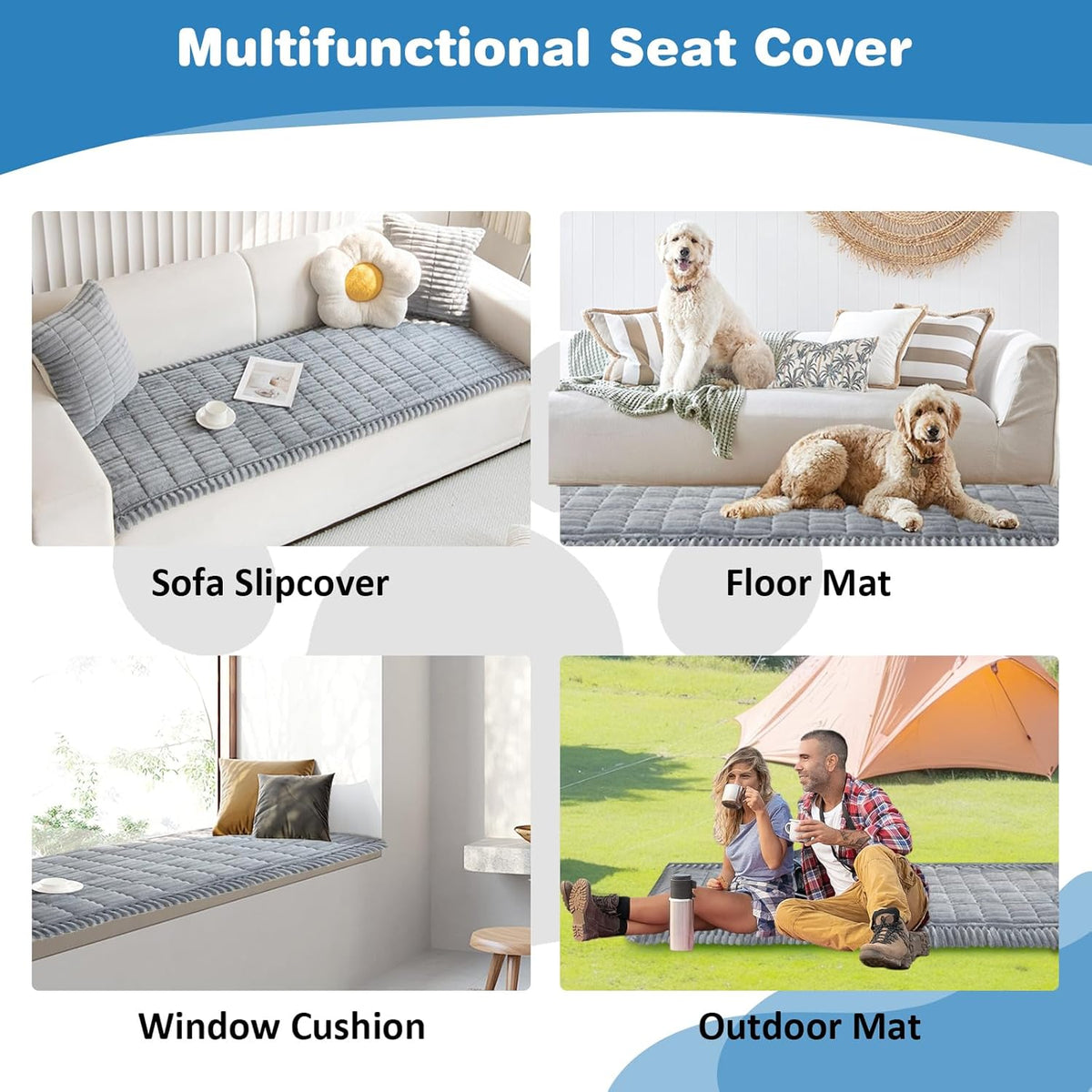 VClife Dog Car Seat Cover for Backseat Extender, Anti Slip Dog Bed Mat Travel Blanket, Pet Friendly