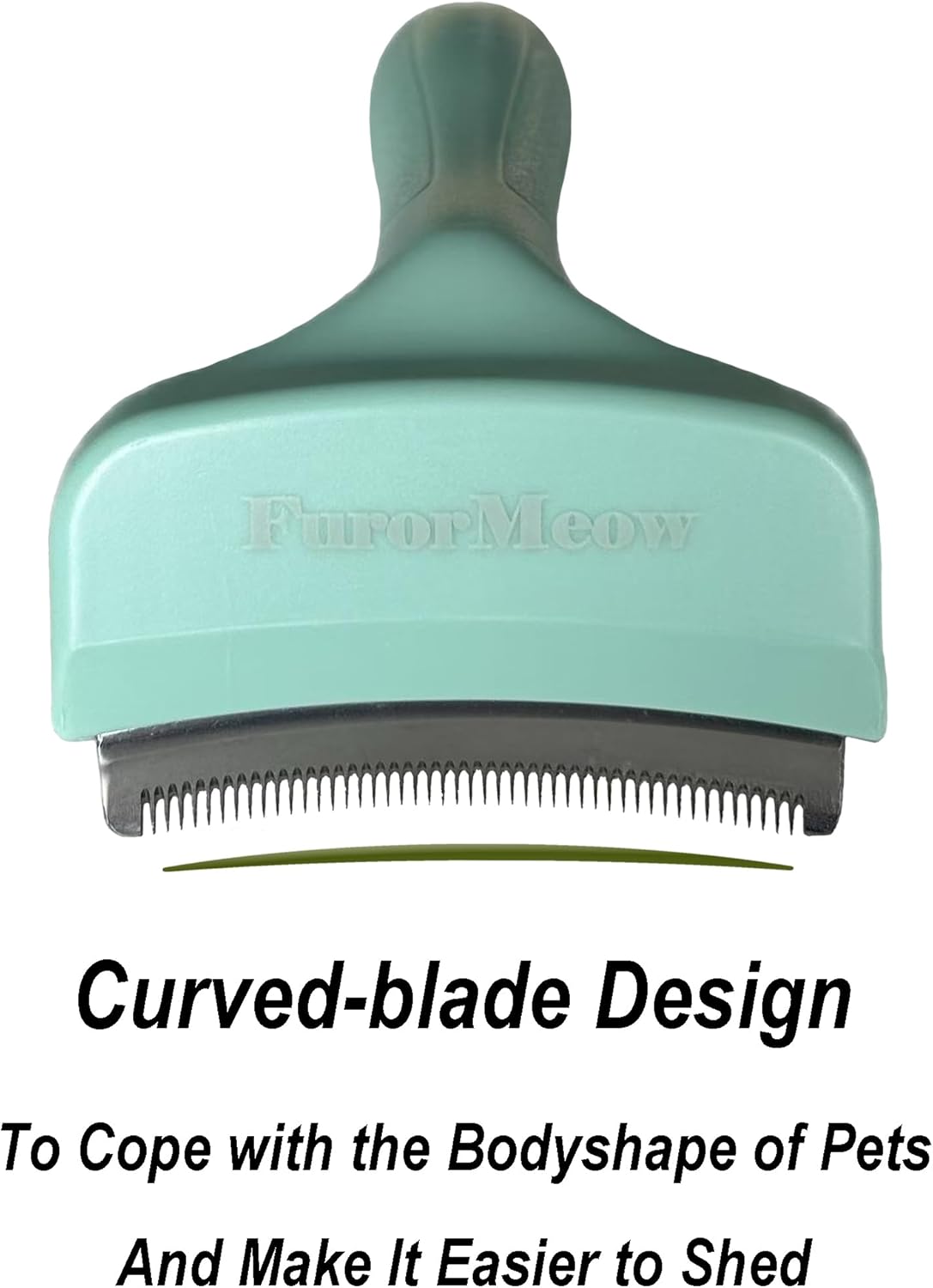 Pet Deshedding Tool with Curve Blade, Cat Grooming Brush, Tight V-shaped Teeth Shedding Comb for