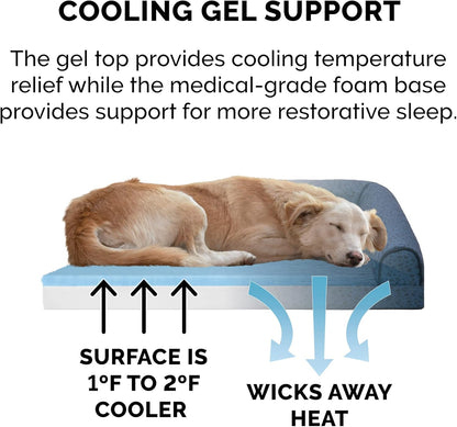 Furhaven Cooling Gel Dog Bed for Large Dogs w/ Removable Bolsters & Washable Cover, For Dogs Up to