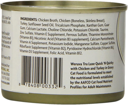 Weruva's TruLuxe Cat Food, Quick 'N Quirky with Chicken & Turkey in Gravy, 6oz Can (Pack of 24)