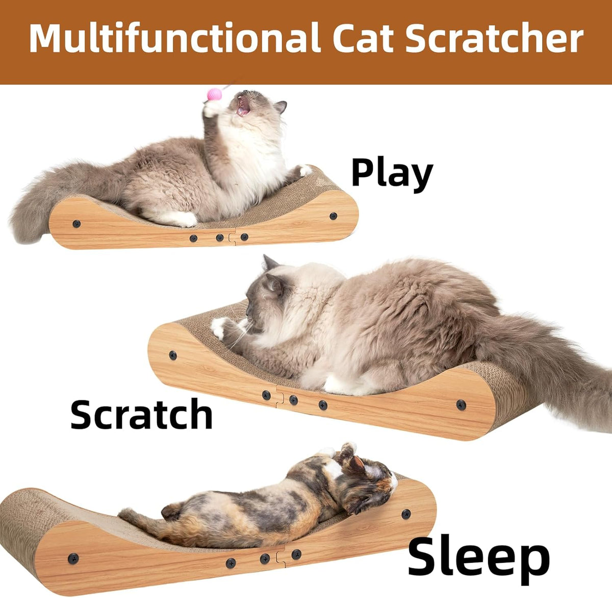 Nekosan Cat Scratcher Cardboard Bed, 27.5" Extra Large Cat Scratch Sofa Bed, Cat Scratcher Lounge