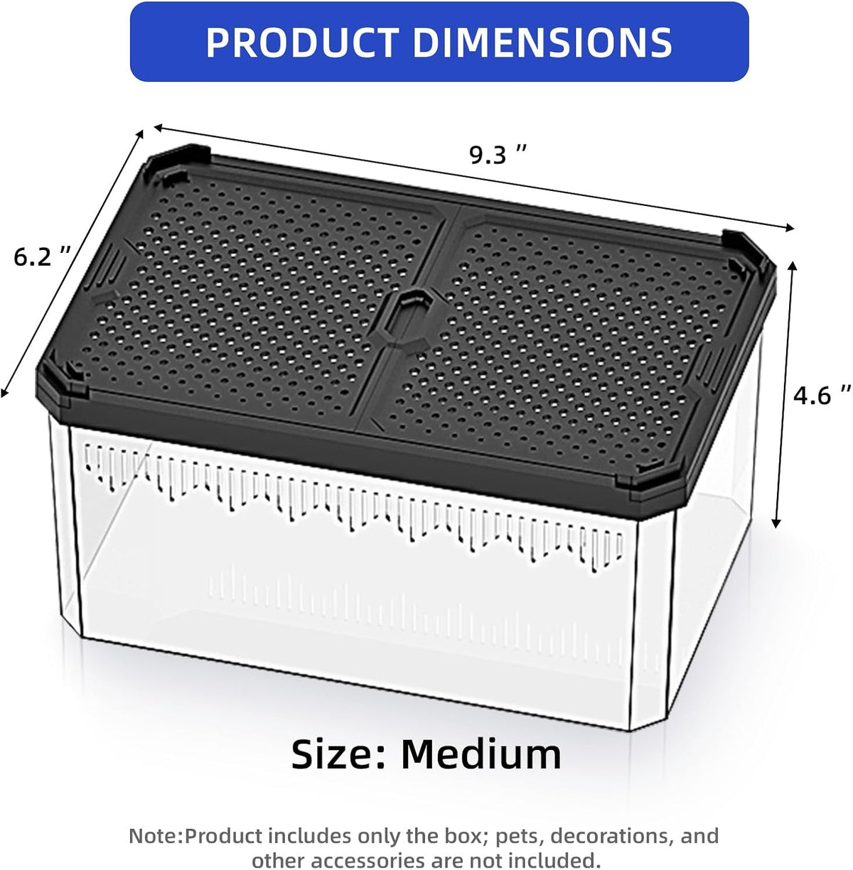 High-Transparency Reptile & Insect Enclosure Terrarium with Magnetic Door, Excellent Ventilation