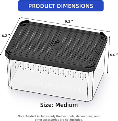 High-Transparency Reptile & Insect Enclosure Terrarium with Magnetic Door, Excellent Ventilation