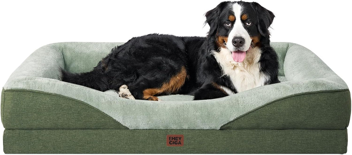 EHEYCIGA Memory Foam XXL Dog Bed for XLarge Sized, Extra Large Orthopedic Dog Sofa with Sides and