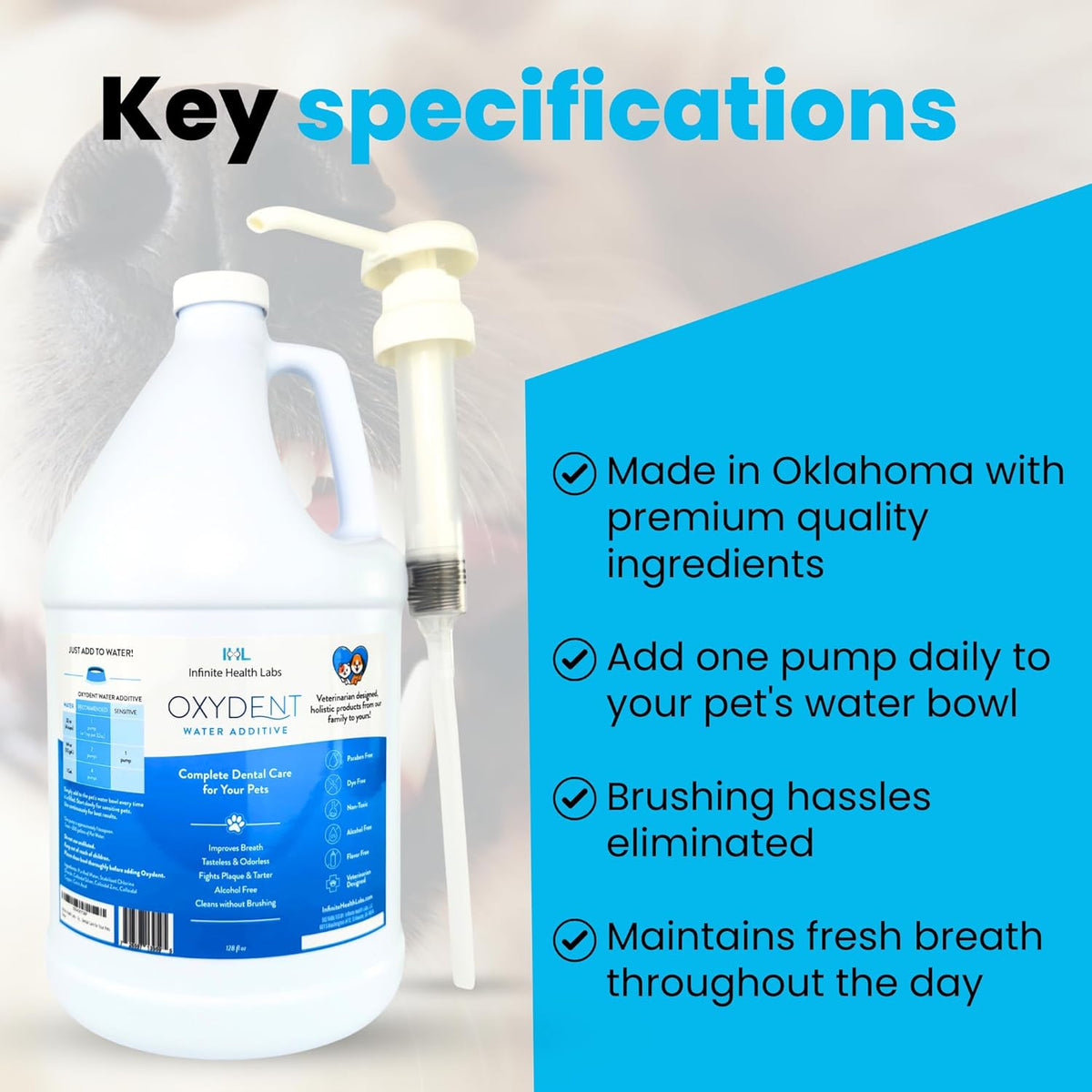 Oxydent Premium Pet Dental Care Solution - Pet Water Additive & Mouthwash for Teeth Cleaning
