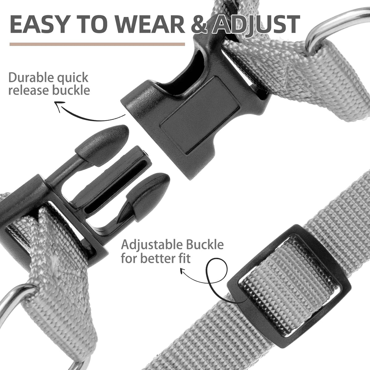 PUPTECK No Pull Dog Harness Soft Adjustable Basic Nylon Step in Puppy Vest Outdoor Walking with ID