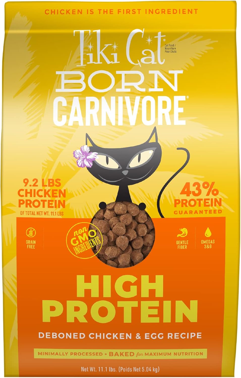 Tiki Cat Born Carnivore High Protein, Deboned Chicken & Egg, Grain-Free Baked Kibble to Maximize