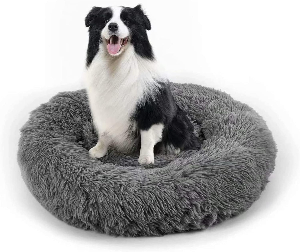 Dog Bed, Cat Calming Bed, Faux Fur Pillow Pet Donut Cuddler Round Plush Bed for Large Medium Small