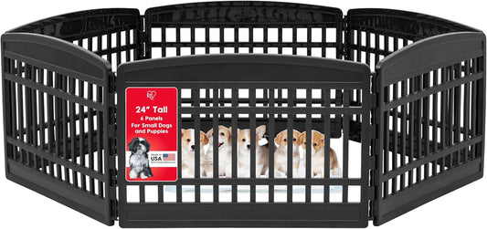 IRIS USA 24" 6-Panel Puppy Playpen, 61 x 61 x 24, Puppy Fence, Dog Playpen, Dog Play Pen Indoors