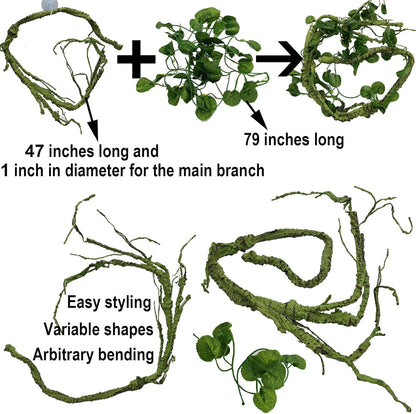 Reptile Plants for Bearded Dragon Tank Accessories, Terrarium Plant Artificial Decor for Snake