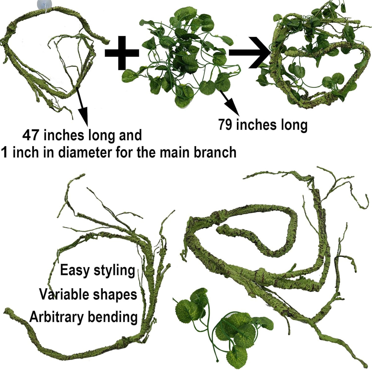 Reptile Plants for Bearded Dragon Tank Accessories, Terrarium Plant Artificial Decor for Snake