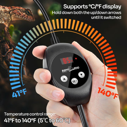 REPTIZOO Dimming Thermostat, PID Temperature Controller with Memory Function, Reptile Thermostat