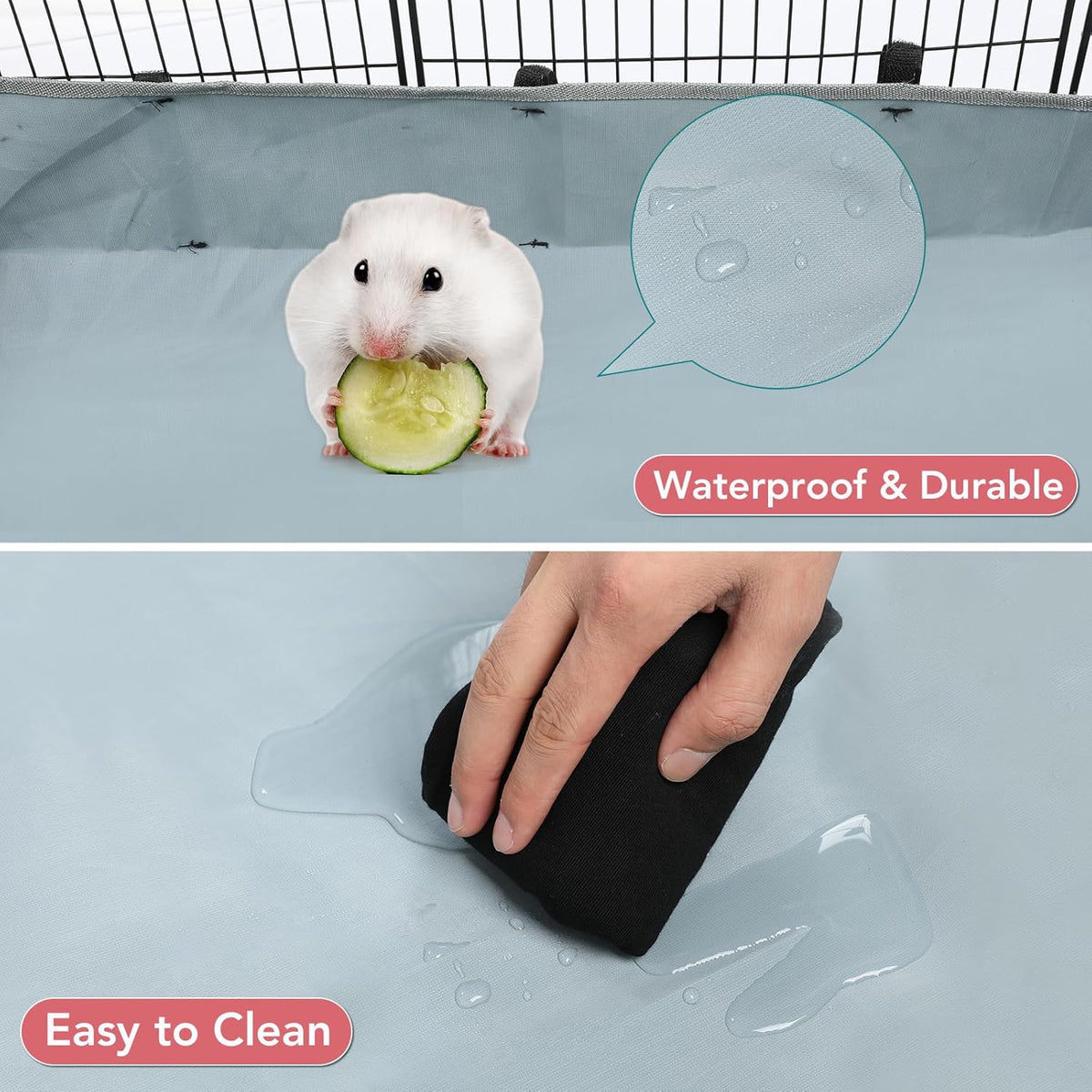 12 Panels Small Animal Playpen,Pet Playpen with Waterproof Mat,C&C Cage for Guinea Pigs,Puppy Play
