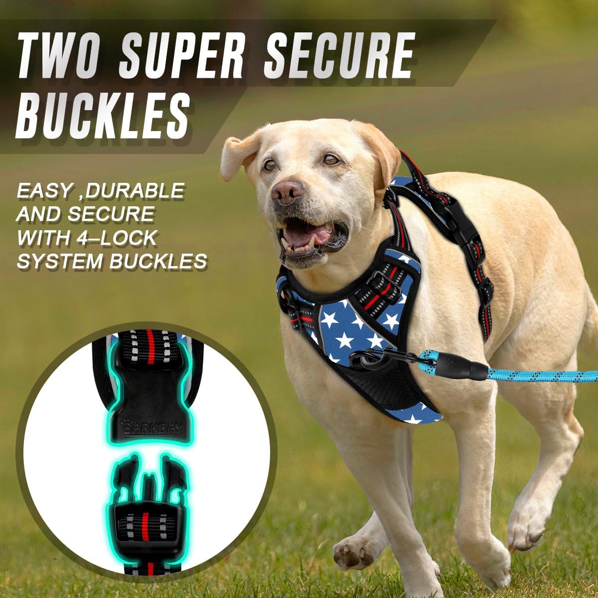 BARKBAY No Pull Dog Harness Front Clip Heavy Duty Reflective Easy Control Handle for Large Dog
