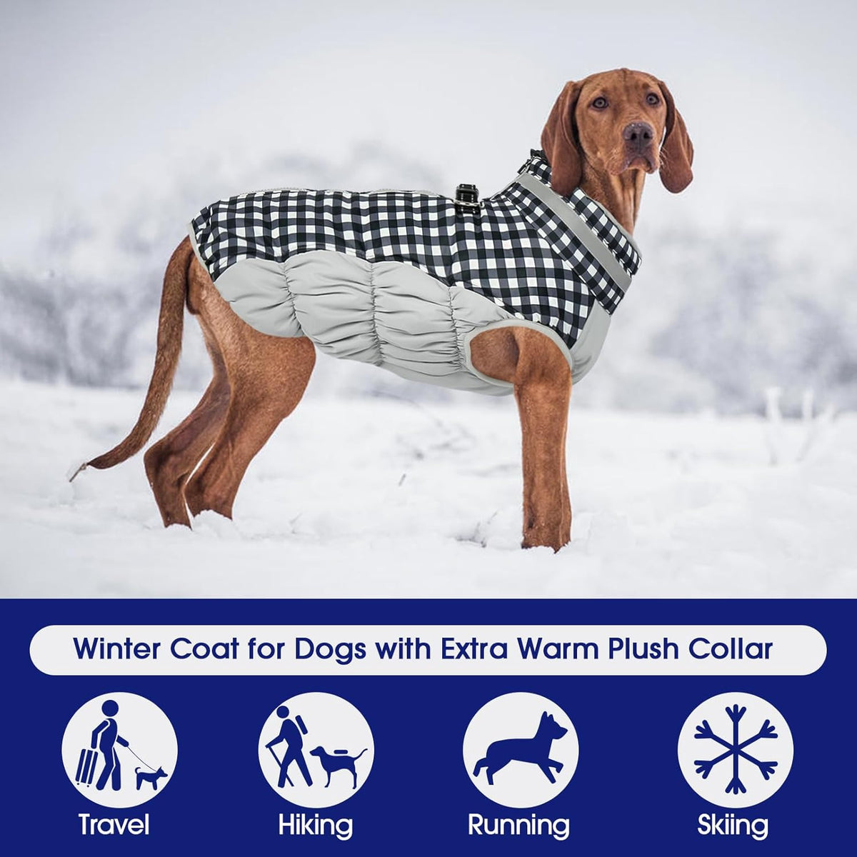 FUAMEY Dog Coat for Large Dogs,Waterproof Dog Winter Jacket with Harness Built in Puppy Cold