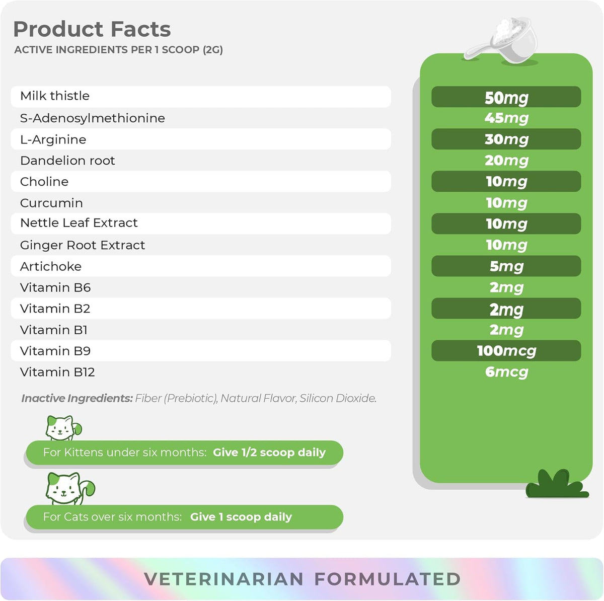 Milk Thistle for Cats - 4oz Powder - Natural Liver Supplement - with Same and L-Arginine - Detox
