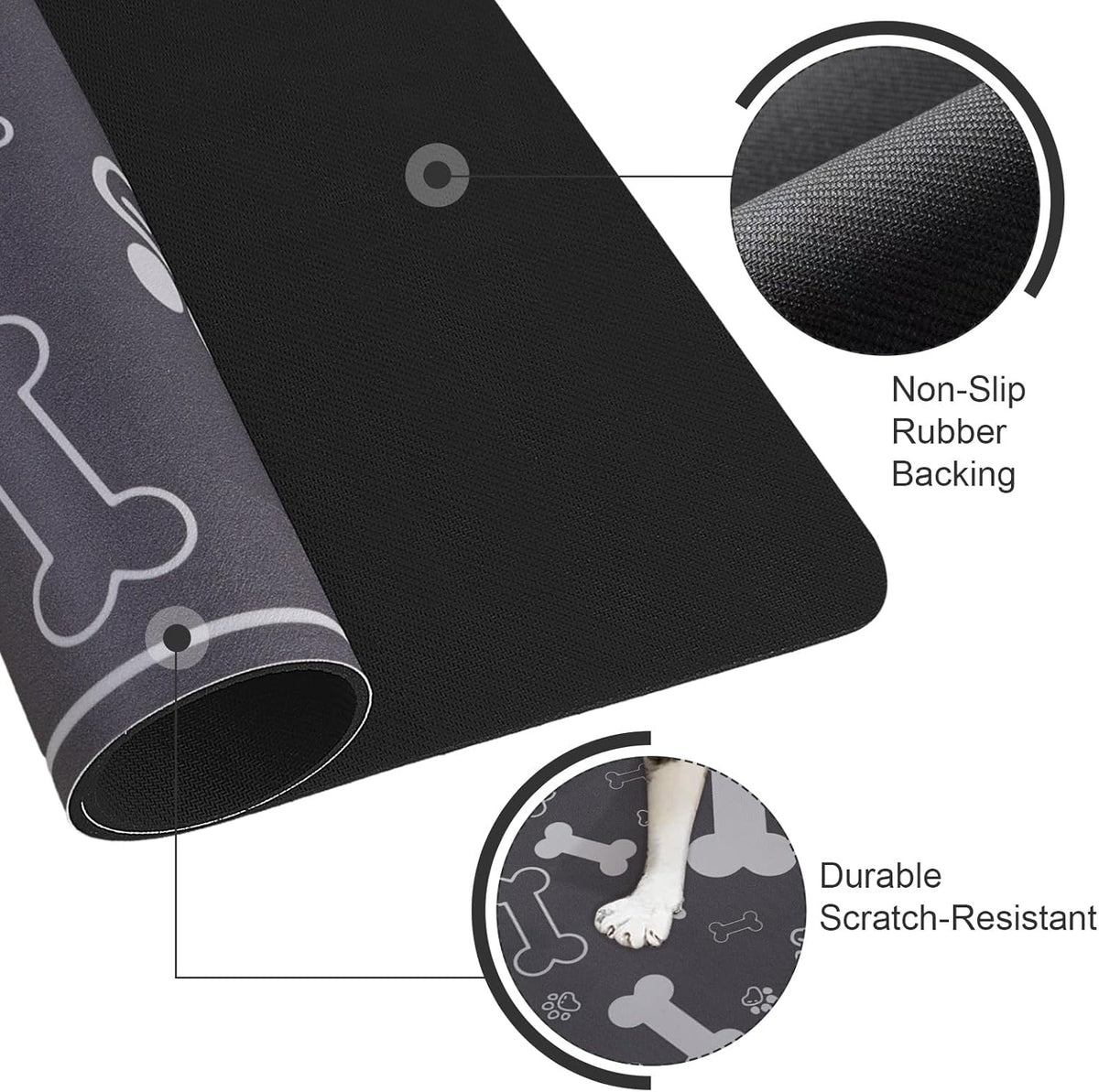 Pet Feeding Mat,Rapid Absorbent Mats for Dog Cat Food, Dog Placemat Water Bowl Mat with Rubber