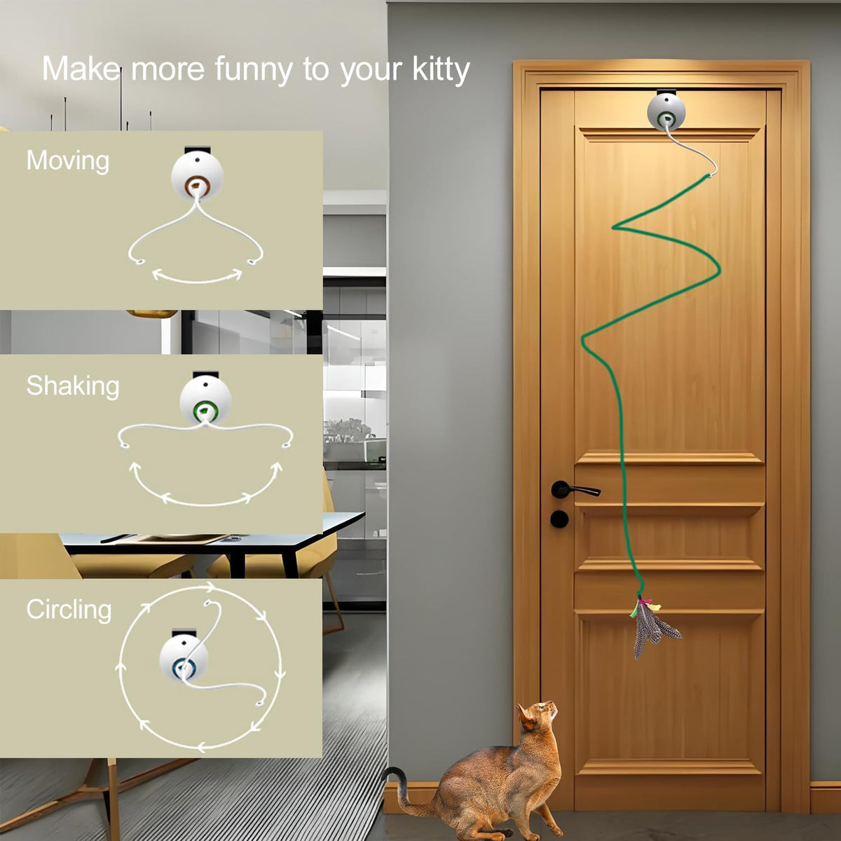 Cat Toys Interactive for Indoor, Cats Toy Hanging Door Electric for Bored, Feather Toy Kitten
