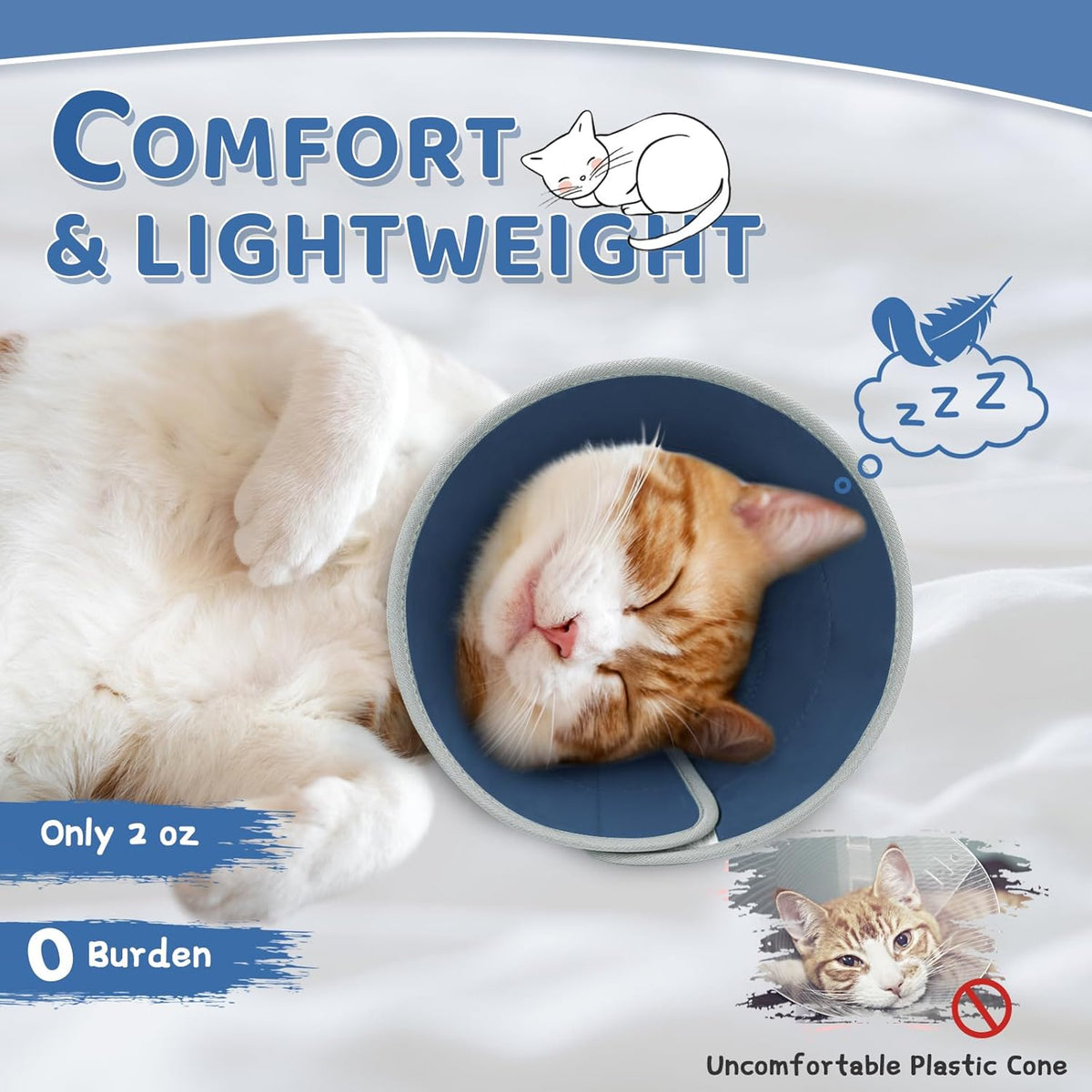 Cat Cone Collar Soft to Stop Licking, Adjustable, Foldable Lightweight Kitten Cones After Surgery