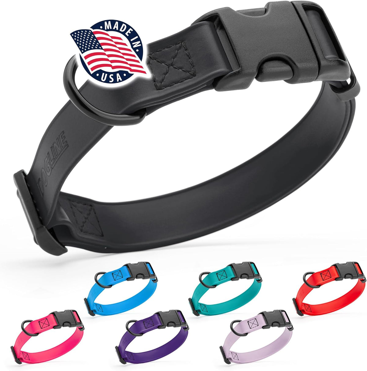 Dogline Biothane Waterproof Dog Collar with Quick Release Buckle Strong Coated Nylon Webbing with
