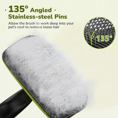 Pecute Self-Cleaning Slicker Brush for Dogs, Cats, Lightweight Dog Brush for Shedding Massaging