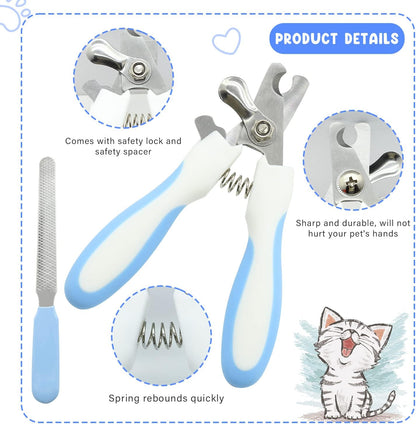 Pet Grooming Kit with Slicker Brush Bath Massage Glove Brush Pet Shedding Comb Nail Clipper Trimmer