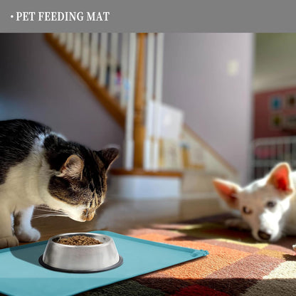 Waterproof Pet Feeding Mat with High Raised Edges, Heavier and Thicker Placemats for Cat Dog Water